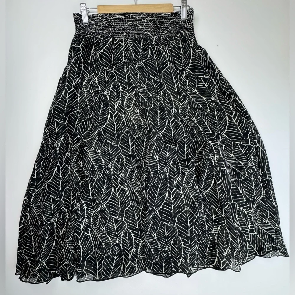 Coldwater Creek Reversible Shirred Elastic Waist Flowy Skirt Small 4-6